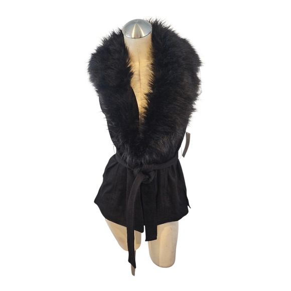 Chico's Jackets & Blazers - Chico's Size 1 M Elegant Black Belted Vest with Faux Collar